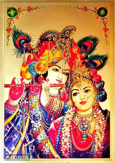 Suninow radha krishna photo frames | Religious Framed Painting for Wall and Pooja/Hindu Bhagwan Devi Devta Photo Frame/God Poster for Puja (33 x 24 cm)-thumb3