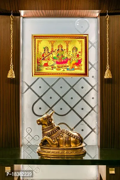 Suninow laxmi ganesh saraswati photo frame | God Religious Framed Painting for Wall and Pooja/Hindu Bhagwan Devi Devta Photo Frame/God Poster for Puja (33 x 24 cm)-thumb3