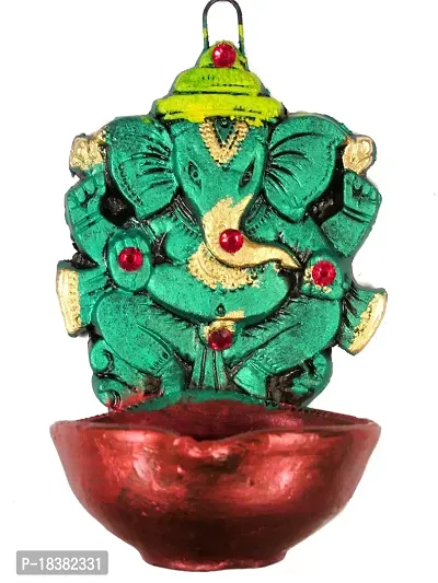 SUNINOW Terracotta Ganesha Hanging Decorative Diya | Deepawali/Diwali Decoration| Terracotta Hanging Diya Set (Height - 5 inch)