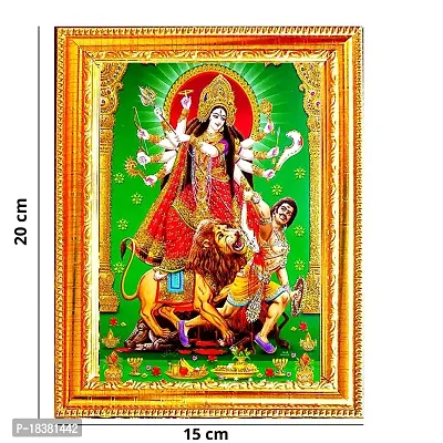 Suninow durga mata photo frame | God goddess Religious Framed Painting for Wall and Pooja/Hindu Bhagwan Devi Devta Photo Frame/God Poster for Puja (durga)-thumb2