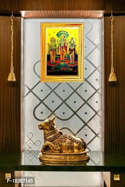 Suninow Golden foil Embossed god Photo Frame | Brahma Vishnu Mahesh Photo Frame (8 x 12) (Brahma Vishnu Mahesh)-thumb3