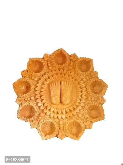 Suninow Handmade Decorative Diya Set for Diwali, Navratri, Dussehra, Puja, Festival, Home or Office Decor Terracotta (Pack of 9) Table Diya Set-thumb0