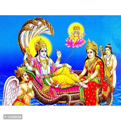 Suninow Vishnu laxmi phoo frame/Religious Framed Painting for Wall and Pooja/Hindu Bhagwan Devi Devta Photo Frame/God Poster for Puja (29 X 23 CM) (vishnu laxmi 1)-thumb3