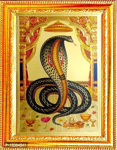 Suninow golden foil embossed god laxmi ganesh saraswati with kuber ji photo frame ( 7 x 5 ) (goga maharaj)