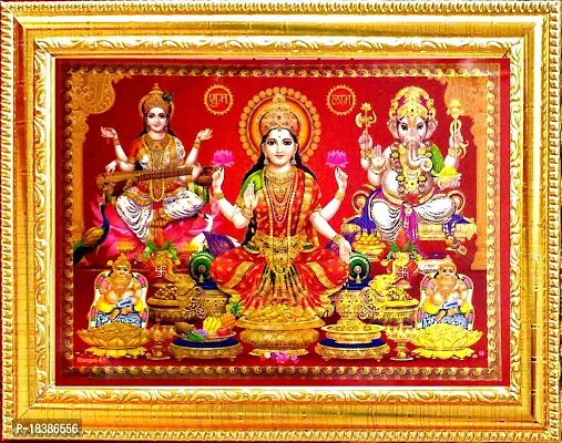 Suninow 3D laxmi Ganesh Saraswati Photo Frame (8 x 10 inch) (lgs1)