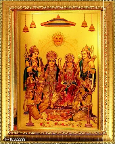 Suninow God Religious Framed Painting for Wall and Pooja/Hindu Bhagwan Devi Devta Photo Frame/God Poster for Puja (ram darbar)-thumb0