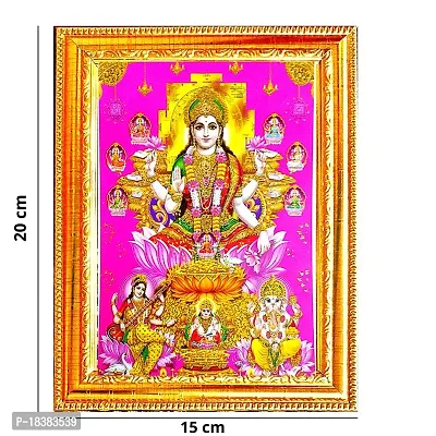 Suninow laxmi ji with aasht laxmi and ganesh and saraswati ji | God goddess Religious Framed Painting for Wall and Pooja/Hindu Bhagwan Devi Devta Photo Frame/God Poster for Puja-thumb2