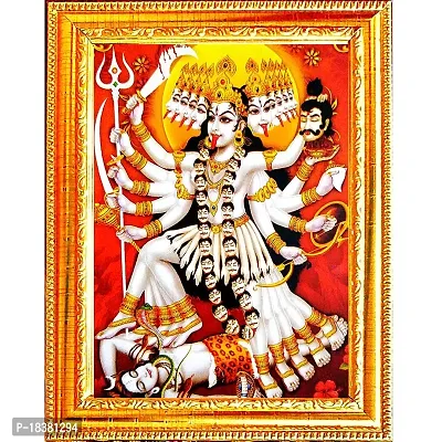 Suninow kali mata photo | God goddess Religious Framed Painting for Wall and Pooja/Hindu Bhagwan Devi Devta Photo Frame/God Poster for Puja (kali maa)