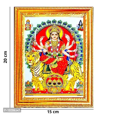 Suninow durga maa photo frame | God goddess Religious Framed Painting for Wall and Pooja/Hindu Bhagwan Devi Devta Photo Frame/God Poster for Puja-thumb2