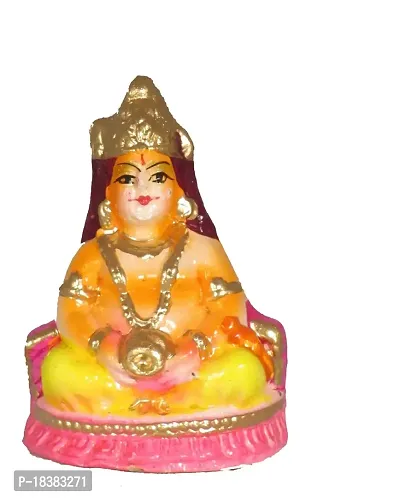 Suninow Terracotta kuber ji murti | kuber Statue Decorative Showpiece - 9 cm (Terracotta, Multicolor)