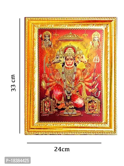 Suninow gold foil embossed balaji darbar photo frame | panchmukhi hanuman photo frame | salasar, mehendipur balaji photo frame | god goddess photo frame | god photo frame (balaji darbar)-thumb2