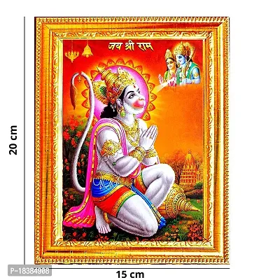 Suninow God Hanuman Photo | Religious Framed Painting for Wall and Pooja/Hindu Bhagwan Devi Devta Photo Frame/God Poster for Puja (20 x 15 cm)-thumb2