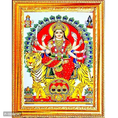 Suninow durga maa photo frame | God goddess Religious Framed Painting for Wall and Pooja/Hindu Bhagwan Devi Devta Photo Frame/God Poster for Puja