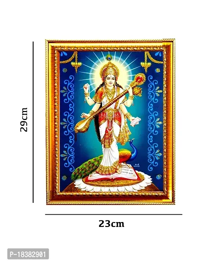 Suninow God Saraswati Religious Framed Painting for Wall and Pooja/Hindu Bhagwan Devi Devta Photo Frame/God Poster for Puja (29 X 23 cm) (Saraswati)-thumb3