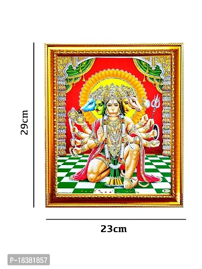 Suninow God Panchmukhi Hanuman photo frame Religious Framed Painting for Wall and Pooja/Hindu Bhagwan Devi Devta Photo Frame/God Poster for Puja (29 X 23 CM) (hanuman ji 2)-thumb2