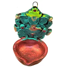 SUNINOW Terracotta Ganesha Hanging Decorative Diya | Deepawali/Diwali Decoration| Terracotta Hanging Diya Set (Height - 5 inch)-thumb1