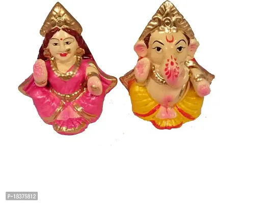 Suninow Laxmi Ganesha Statue Mitti Cool Terracotta Clay Ganesh laxmi Idol for Diwali