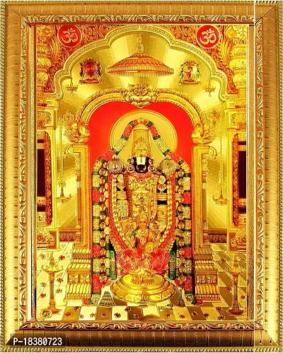 Suninow Wood Tirupati Balaji Photo Frame |God Photo Frames | Lord Venkateswara Photo Frame | Tirupati Balaji Lakshmi Photo Frame | Photo Frame (18 X 13 Wall Mount (Gold)