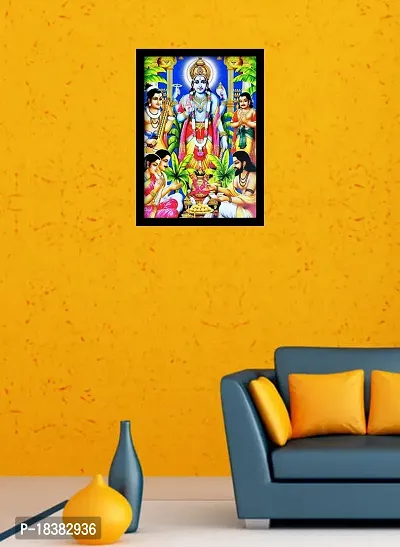 Suninow vishnu ji Religious black colored Framed Painting for Wall and Pooja/Hindu Bhagwan Devi Devta Photo Frame/God Poster for Puja (48 x 26 cm)-thumb2