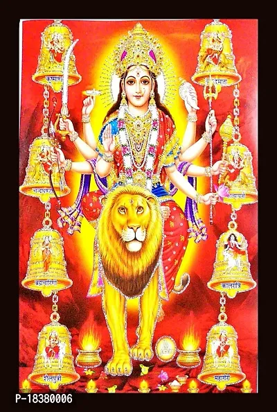 Suninow God Religious black colored Framed Painting for Wall and Pooja/Hindu Bhagwan Devi Devta Photo Frame/God Poster for Puja (durga maa 1)