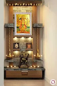 Suninow God Hanuman ji gold foil embossed photo frame | Religious Framed Painting for Wall and Pooja/Hindu Bhagwan Devi Devta Photo Frame/God Poster for Puja 33 x 24-thumb1