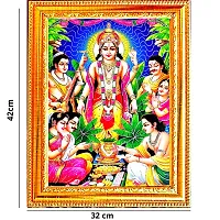 Suninow God satyanarayana Religious Framed Painting for Wall and Pooja/Hindu Bhagwan Devi Devta Photo Frame/God Poster for Puja (42 x 32 cm)-thumb1