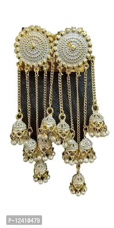 Modern Long Jhalar Style Earrings & Jhumka with Pearls (White), 9 mm (FFJ5-5JGT) For Girls