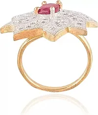 V.K Fashion American Diamond Red Stone Ring For Women And Girls-thumb1