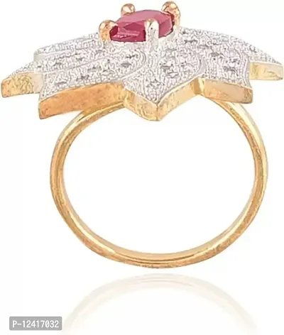 V.K Fashion American Diamond Red Stone Ring For Women And Girls-thumb2