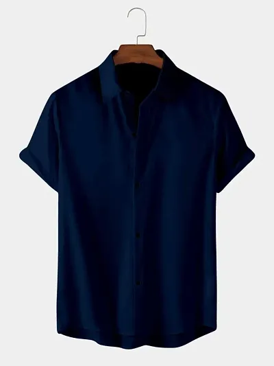 Men Regular Fit Solid Spread Collar Casual Shirt