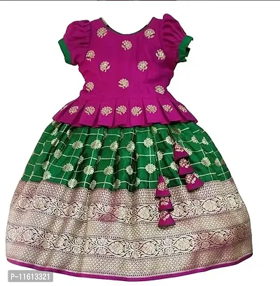 Classic Jacquard Lehenga Choli for Kids Girl-thumb0