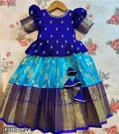 Classic Jacquard Lehenga Choli for Kids Girl-thumb0