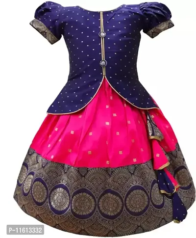 Classic Jacquard Lehenga Choli for Kids Girl-thumb0