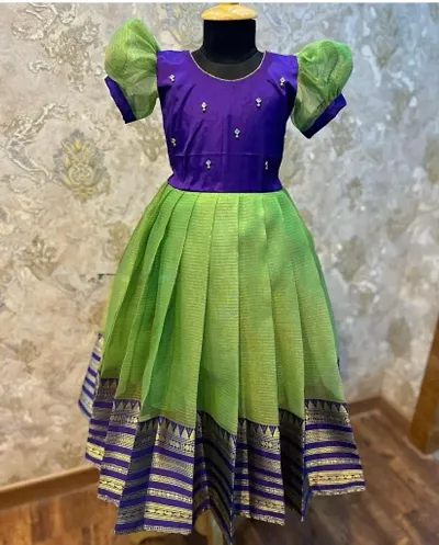 Stylish Jacquard Ethnic Gown For Kids