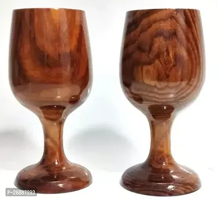 Mek-U Wooden Handmade Pure SHISHAM Wood Wine OR Glass Set of 2 with A Glossy Finish Quality