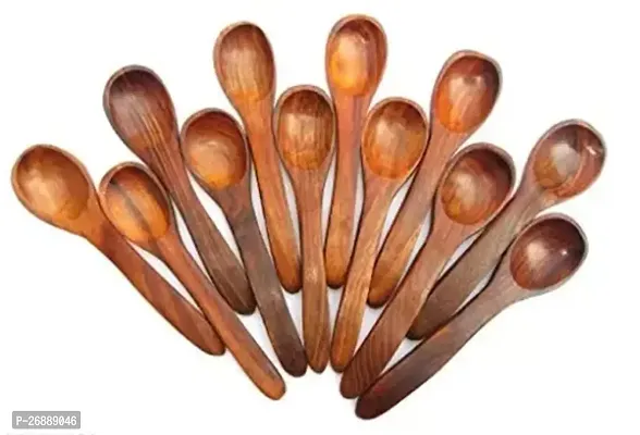 Mek-U Elegant Set Of 5.5'' Small (Spice/Tea) Wooden Spoon Set Of 12 small Spoons Masala spoon for jars and spice box-thumb0