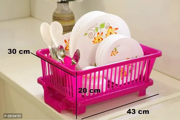 Pink 3 in 1 Large Durable Plastic Kitchen Sink Dish Rack Drainer-thumb3