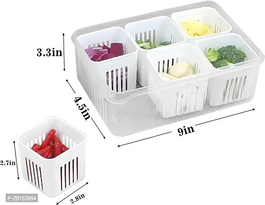 tvAt 1 Pcs Fridge Storage Plastic Boxes Freezer Storage Containers, Container for Kitchen Storage Set, Storage in Kitchen, Vegetable Storage, Draining Crisper Refrigerator Food Box-thumb3