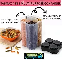 2 Pcs Kitchen Storage Jar with 4 Sections and Dispenser(Black color)-thumb2