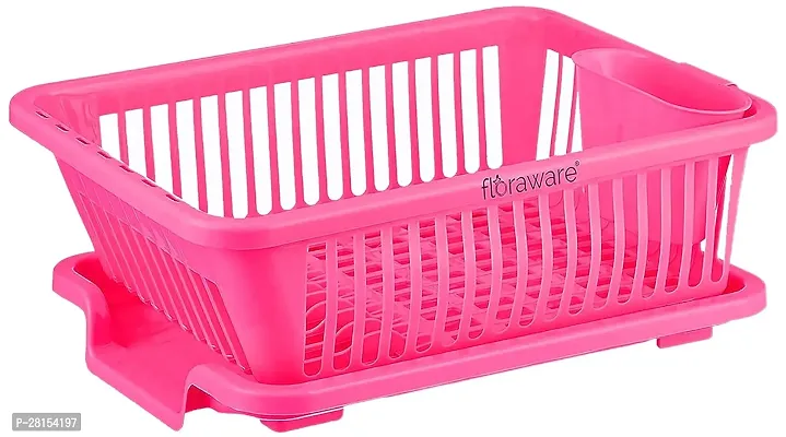 Pink 3 in 1 Large Durable Plastic Kitchen Sink Dish Rack Drainer-thumb2