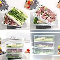 tvAt 2 Pcs Fridge Storage Boxes Fridge Organizer with Removable Drain Plate  Lid, Stackable Portable Storage Containers Tray To Keep Fresh for Fish, Meat, Fruits-thumb4