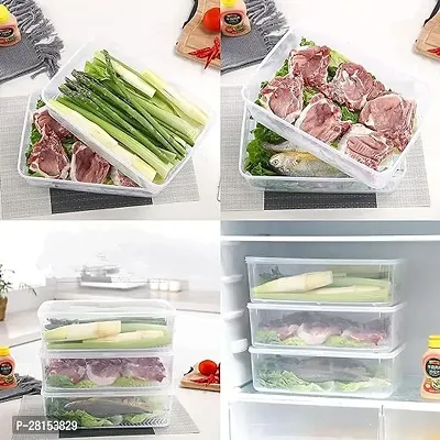 tvAt 2 Pcs Fridge Storage Boxes Fridge Organizer with Removable Drain Plate  Lid, Stackable Portable Storage Containers Tray To Keep Fresh for Fish, Meat, Fruits-thumb5