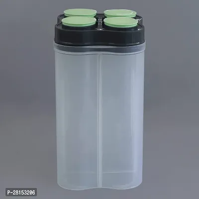 3 Pcs Airtight Transparent Plastic Lock Food Storage 4 Section Container Jar for Grocery, Fridge Container(Green color)-thumb2