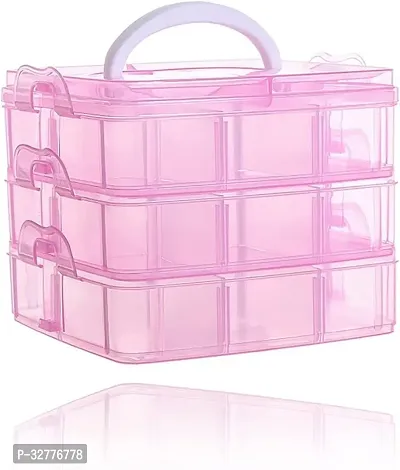 Multipurpose Clear Plastic Organizer Box with 3 Layers-thumb0