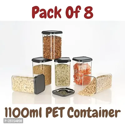 tvAt 8 Pcs Plastic Airtight Lock  Lock Square 1100ml Container Jar Set Kitchen Accessories For Storage Organizer-thumb0