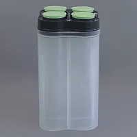 2 Pcs Transparent 4 Section Plastic Lock Food Storage Container Jar for Grocery  Kitchen Storage Container for Sugar, Coffee, Rice(Green color)-thumb1