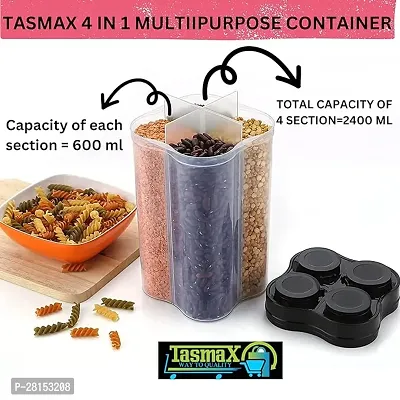 1 Pcs Container For Kitchen Storage Set, Plastic Fridge Food 4 Section  Storage Container(Black color)-thumb3