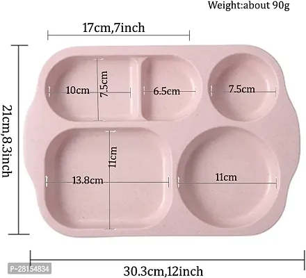 tvAt 4 Pcs BPA Free 5 Compartment Food Grade Lunch Dinner Partition Tray Plate Set-thumb3