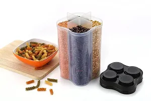 2 Pcs Kitchen Storage Jar with 4 Sections and Dispenser(Black color)-thumb3