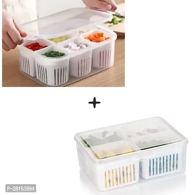 tvAt 1 Pcs Fridge Storage Plastic Boxes Freezer Storage Containers, Container for Kitchen Storage Set, Storage in Kitchen, Vegetable Storage, Draining Crisper Refrigerator Food Box-thumb0